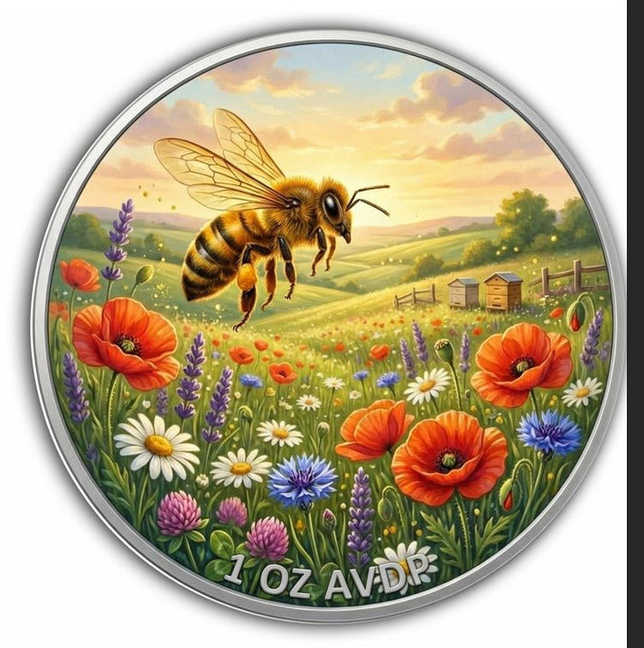 2026 Ultimate Honeybees 1 oz Bi-Metal Colorized Copper Round with Crystals (New in TEP)