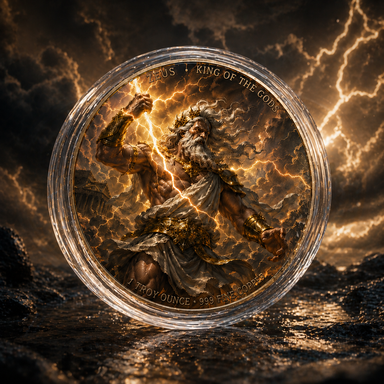 Zeus vs Poseidon Infinity Copper Coin Pair | 2 x 1 Troy Ounce .999 Fine Copper with Infinity Display Capsule