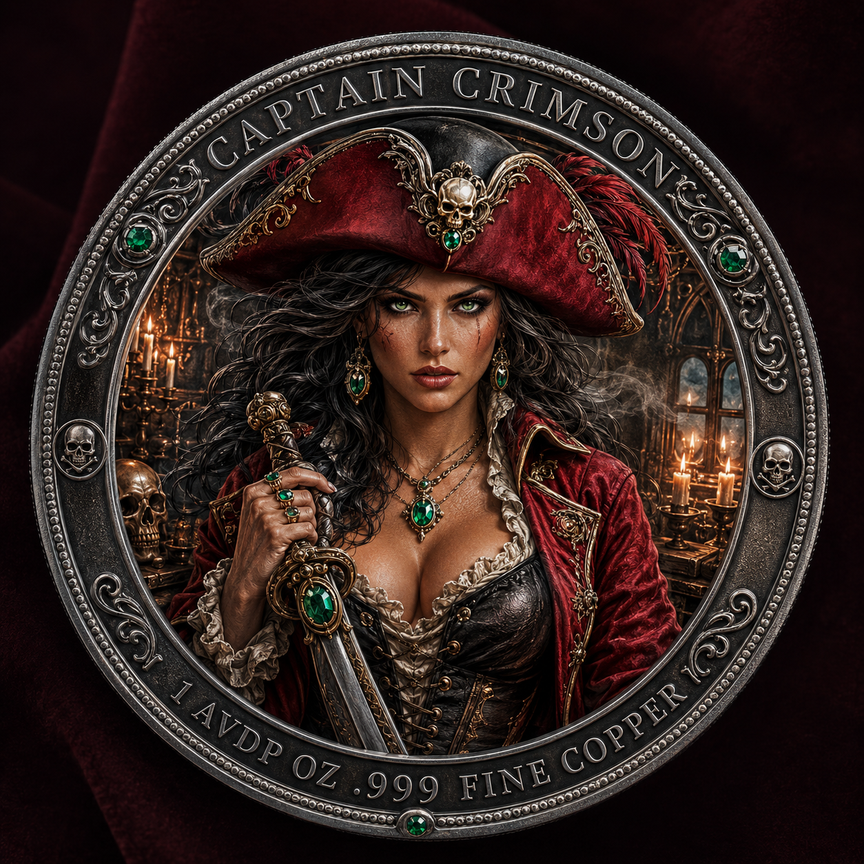 2026 Captain Crimson 1 AVDP Oz .999 Fine Copper Pirate Collectible Coin