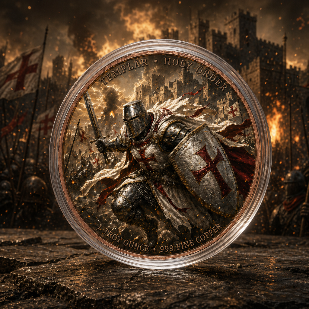 Assassin vs Templar Infinity Copper Coin Pair | 2 x 1 Troy Ounce .999 Fine Copper with Infinity Display Capsule