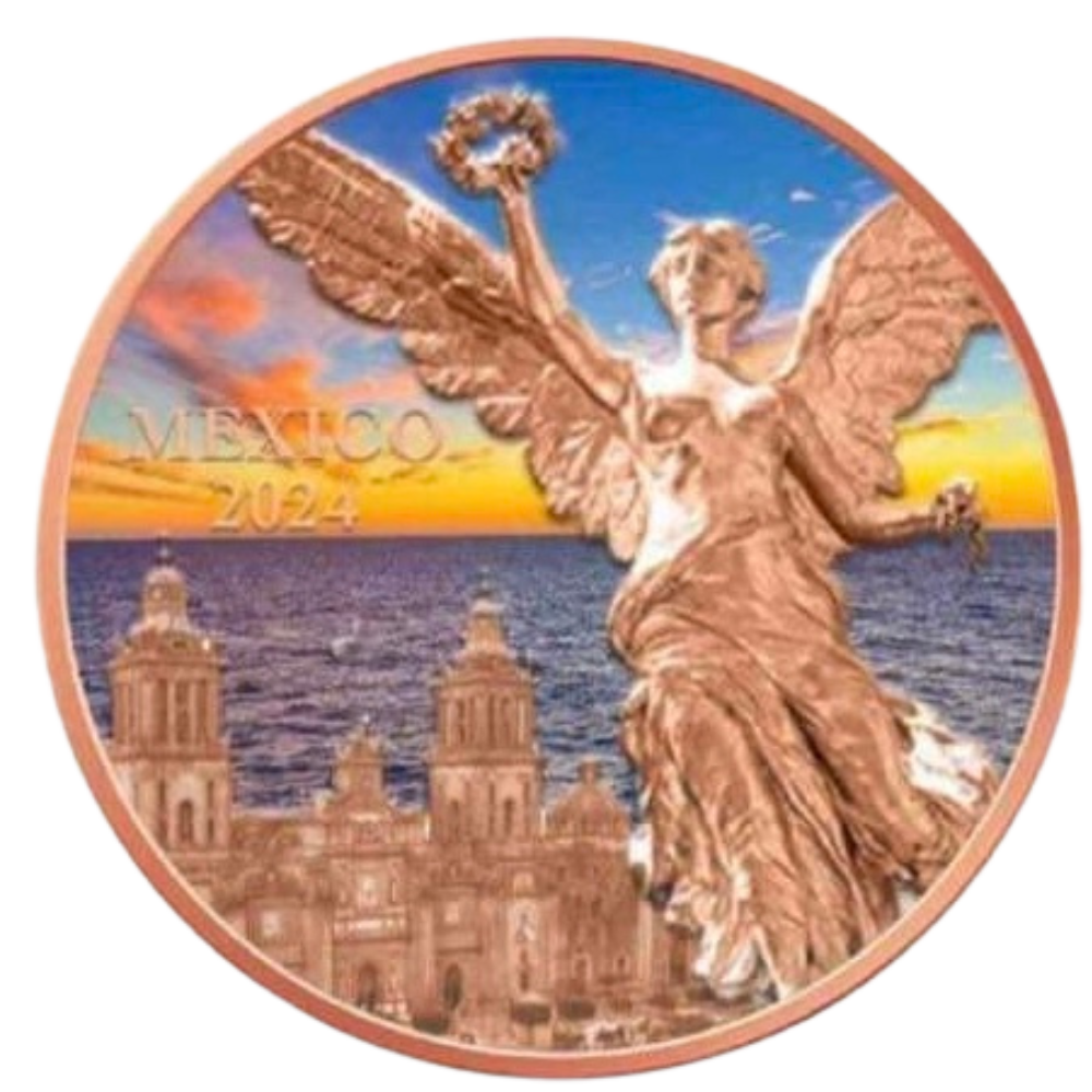 2024 1oz Mexico Libertad Sunset copper round .999 colorized in Capsule