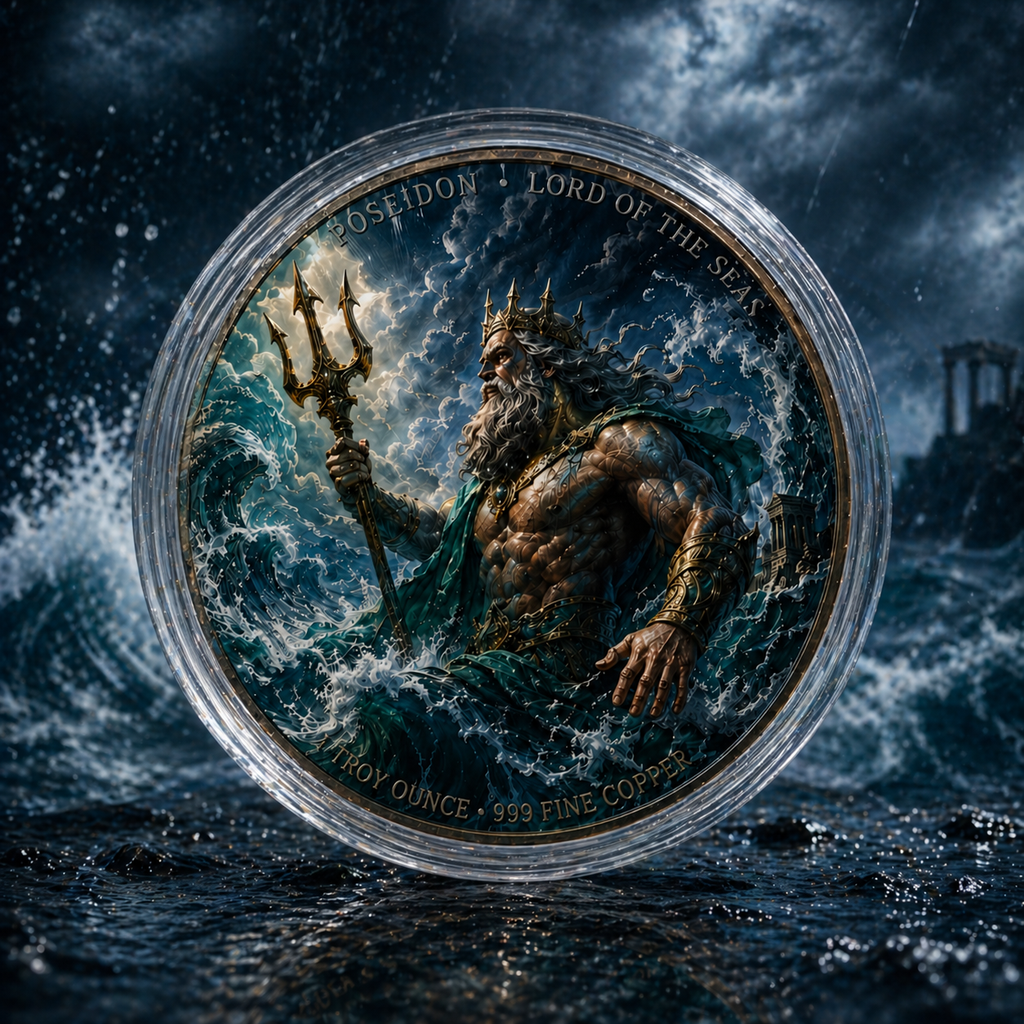 Zeus vs Poseidon Infinity Copper Coin Pair | 2 x 1 Troy Ounce .999 Fine Copper with Infinity Display Capsule